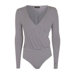 TOPSHOP Long Sleeve Striped Draped Bodysuit